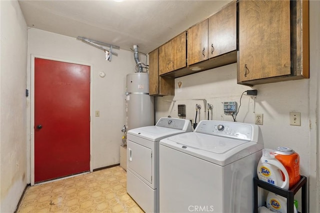 3030 Silverbell Rd, Chico, CA 95973 - laundry room with separate washer and dryer, light flooring, cabinet space, and water heater