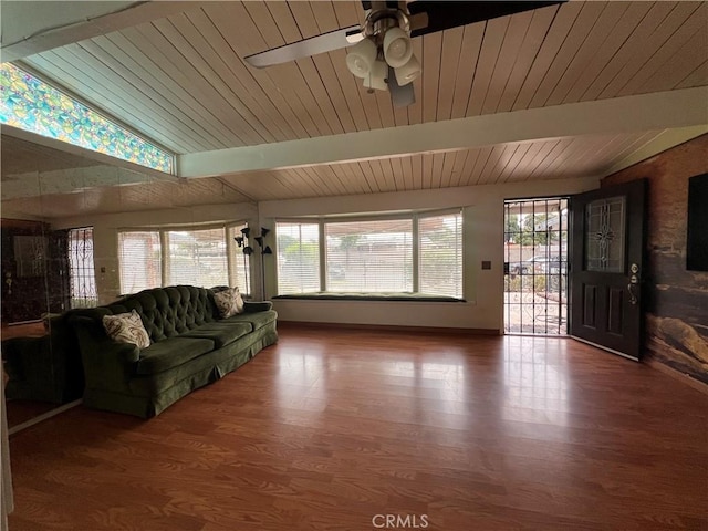 17139 E Newburgh St, Azusa, CA 91702 - living area featuring ceiling fan, wood finished floors, and wood ceiling