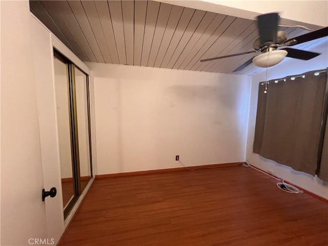 17139 E Newburgh St, Azusa, CA 91702 - unfurnished bedroom featuring wood ceiling, wood finished floors, baseboards, ceiling fan, and a closet