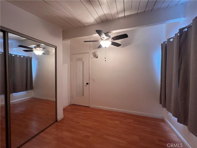 17139 E Newburgh St, Azusa, CA 91702 - unfurnished bedroom featuring light wood finished floors, wood ceiling, ceiling fan, and baseboards