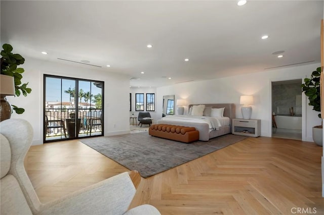 9363 Dinsdale St, Downey, CA 90240 - bedroom with access to exterior, baseboards, and recessed lighting
