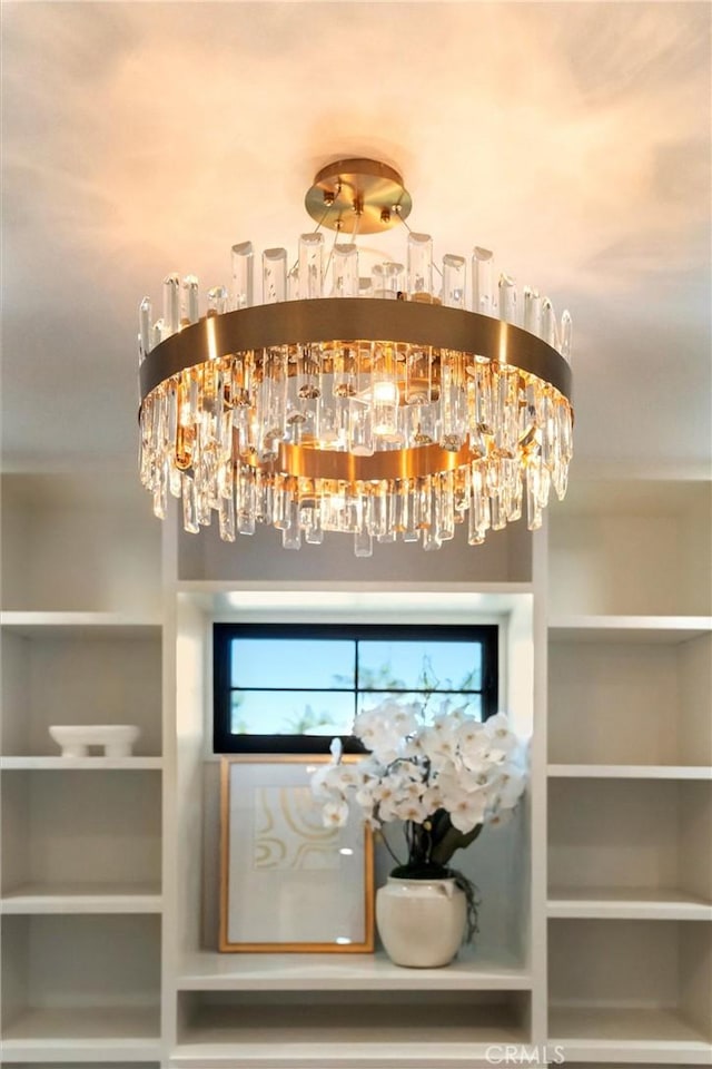9363 Dinsdale St, Downey, CA 90240 - detailed view of built in features and a chandelier