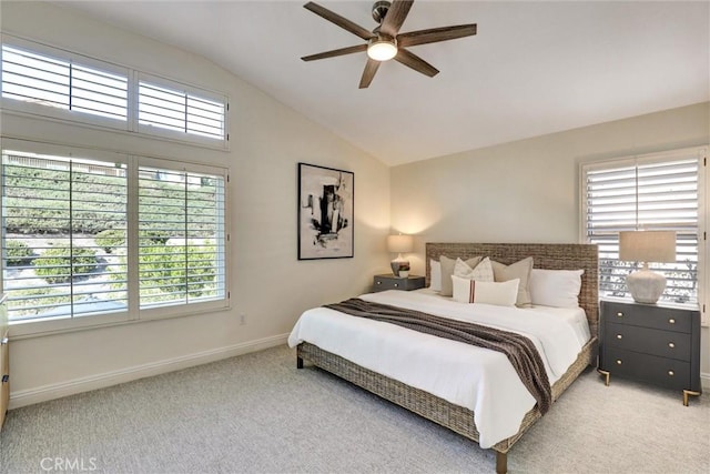 55 Fairfield, Lake Forest, CA 92610 - bedroom featuring carpet floors, lofted ceiling, and ceiling fan