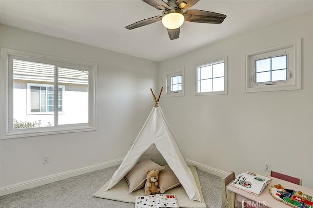 55 Fairfield, Lake Forest, CA 92610 - game room with ceiling fan and carpet flooring