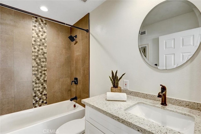 55 Fairfield, Lake Forest, CA 92610 - bathroom featuring vanity, shower / tub combination, and recessed lighting