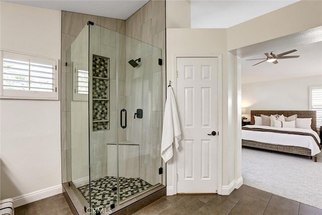 55 Fairfield, Lake Forest, CA 92610 - full bath featuring ensuite bathroom, healthy amount of natural light, a ceiling fan, and a shower stall