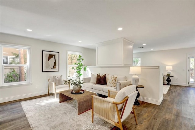 55 Fairfield, Lake Forest, CA 92610 - living room featuring healthy amount of natural light, wood finished floors, and recessed lighting