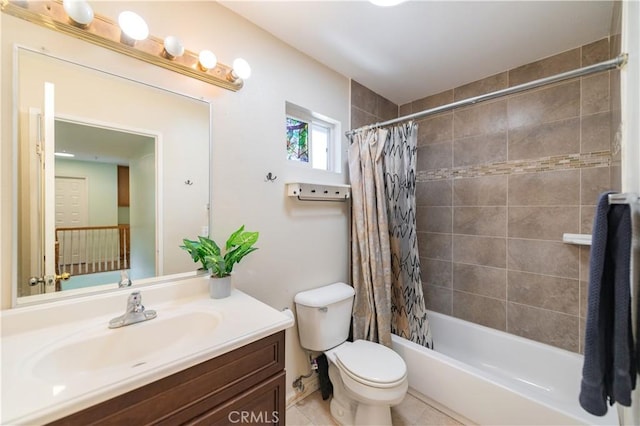 530 Diamond St Unit C, Monrovia, CA 91016 - bathroom with vanity, toilet, shower / bath combination with curtain, and tile patterned floors