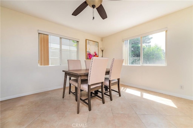 530 Diamond St Unit C, Monrovia, CA 91016 - dining area with a ceiling fan, baseboards, and light tile patterned floors
