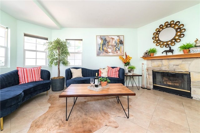 530 Diamond St Unit C, Monrovia, CA 91016 - living room featuring light tile patterned floors and a fireplace