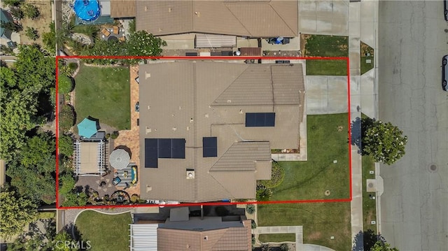 11244 Sega Ln, Fontana, CA 92337 - aerial view of property and surrounding area featuring property parcel outlined