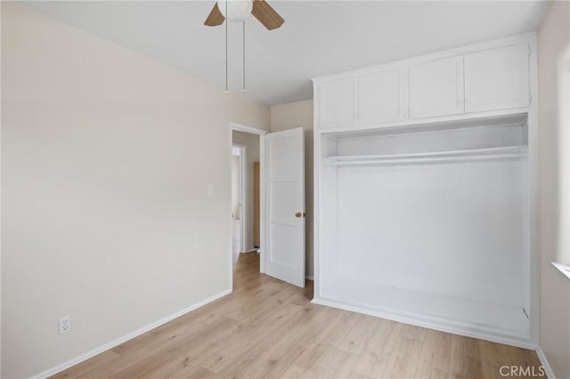150 E 232nd St, Carson, CA 90745 - unfurnished bedroom with light wood-type flooring, a closet, and a ceiling fan