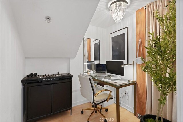 4215 Glencoe Ave Unit 407, Marina Del Rey, CA 90292 - home office with a chandelier and wood finished floors