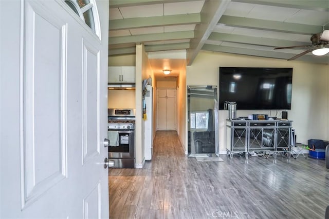 26737 Cypress St, Highland, CA 92346 - living area with ceiling fan and wood finished floors