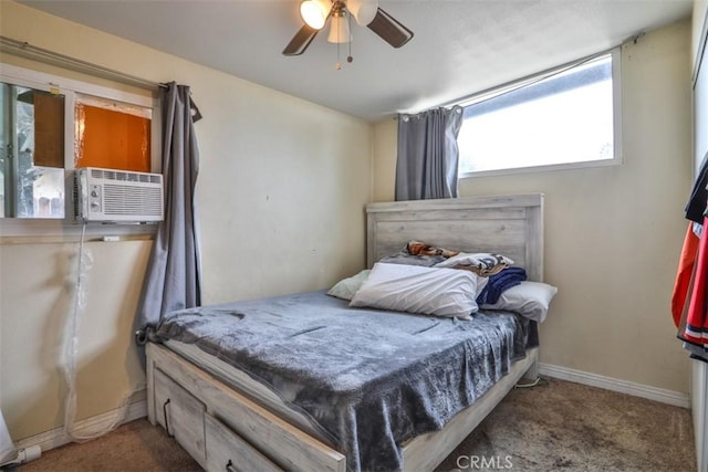 26737 Cypress St, Highland, CA 92346 - carpeted bedroom featuring baseboards, a ceiling fan, and cooling unit
