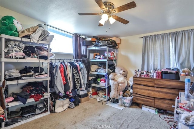 26737 Cypress St, Highland, CA 92346 - spacious closet featuring carpet floors and ceiling fan
