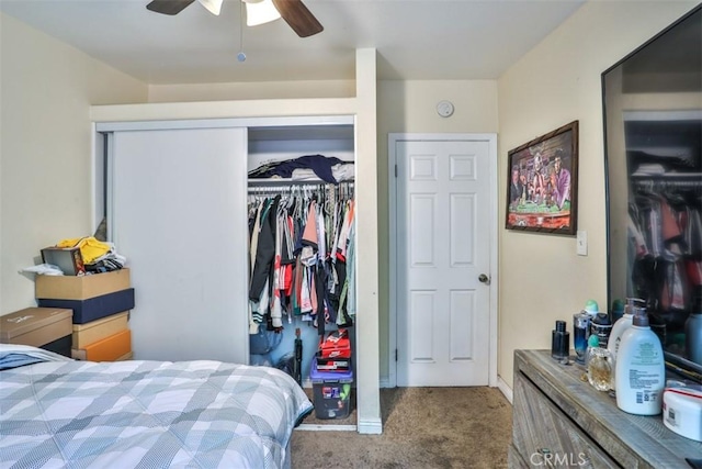 26737 Cypress St, Highland, CA 92346 - carpeted bedroom with a closet, ceiling fan, and baseboards