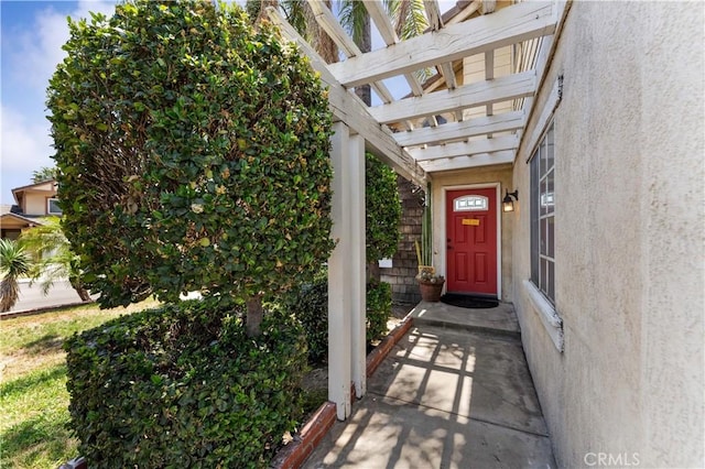 13519 Fremont St, Fontana, CA 92336 - doorway to property featuring a pergola