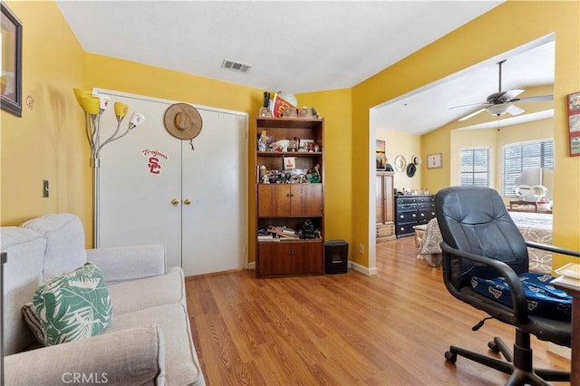 13519 Fremont St, Fontana, CA 92336 - office space featuring light wood-style flooring and ceiling fan