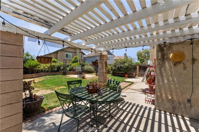 13519 Fremont St, Fontana, CA 92336 - fenced backyard featuring outdoor dining area, a patio, and a pergola