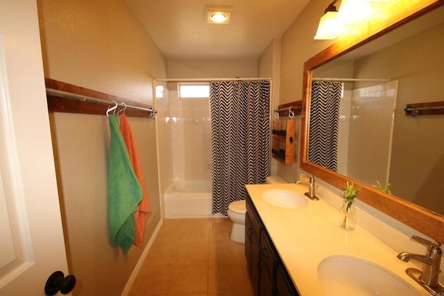 1917 Tecate, Escondido, CA 92029 - full bath featuring double vanity, tile patterned flooring, and shower / tub combo with curtain
