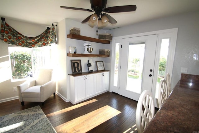 1917 Tecate, Escondido, CA 92029 - dining area featuring plenty of natural light, dark wood-style flooring, and a ceiling fan
