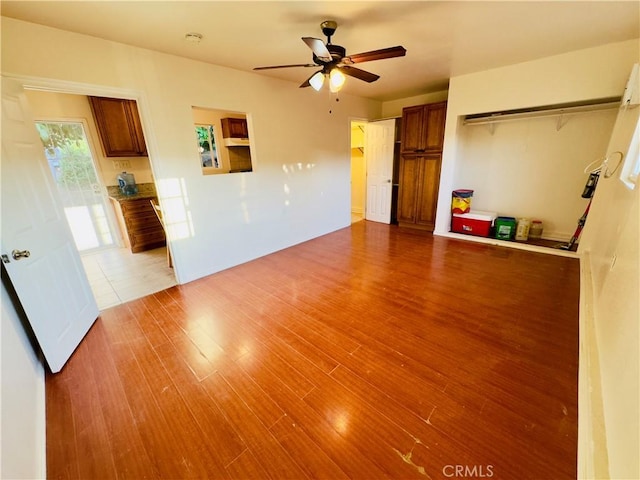 14542 Los Robles Ave, Hacienda Heights, CA 91745 - unfurnished living room with wood finished floors and a ceiling fan