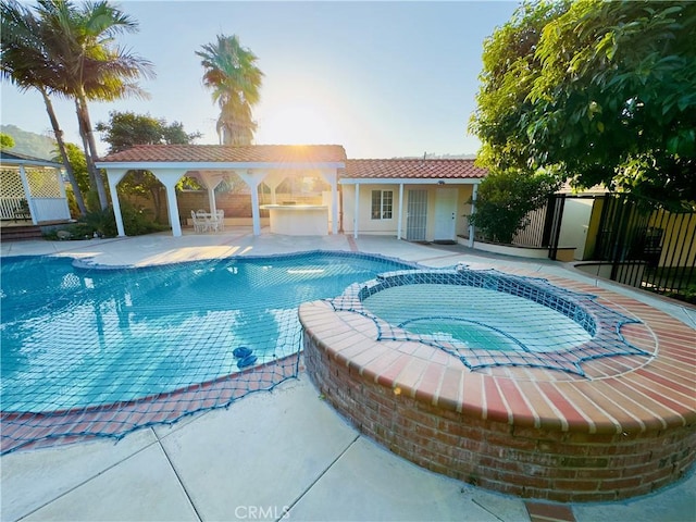14542 Los Robles Ave, Hacienda Heights, CA 91745 - view of swimming pool with a patio area and a pool with connected hot tub