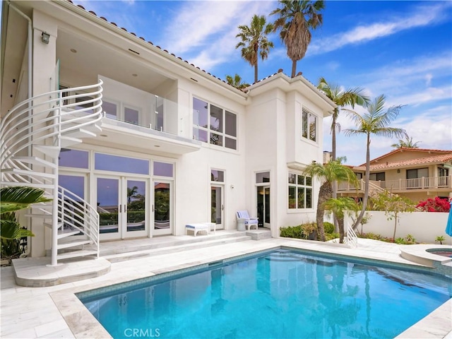 2637 Via Olivera, Palos Verdes Estates, CA 90274 - view of pool featuring a patio area, a pool with connected hot tub, and french doors