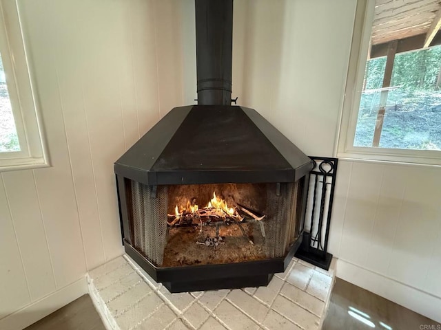 21803 Crestline Rd, Palomar Mountain, CA 92060 - detailed view of a decorative wall and a wood stove