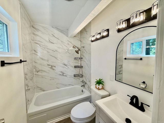 21803 Crestline Rd, Palomar Mountain, CA 92060 - bathroom featuring toilet, vanity, and bathing tub / shower combination
