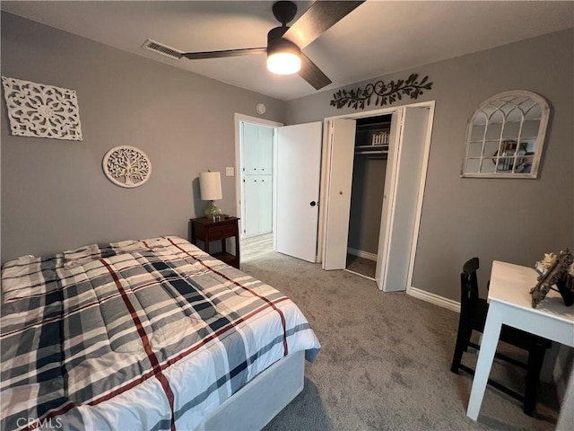 14726 Osage Rd, Apple Valley, CA 92307 - carpeted bedroom featuring ceiling fan and a closet