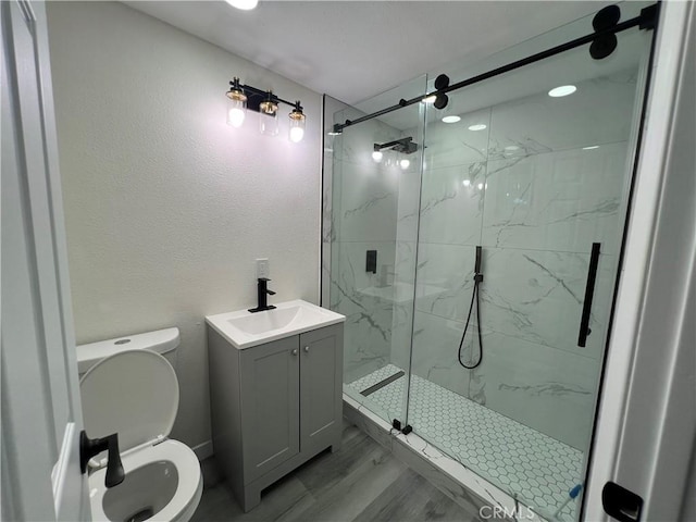 14726 Osage Rd, Apple Valley, CA 92307 - bathroom featuring a marble finish shower and vanity