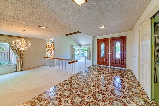 1736 Island Dr, Fullerton, CA 92833 - carpeted entrance foyer with a chandelier and a textured ceiling