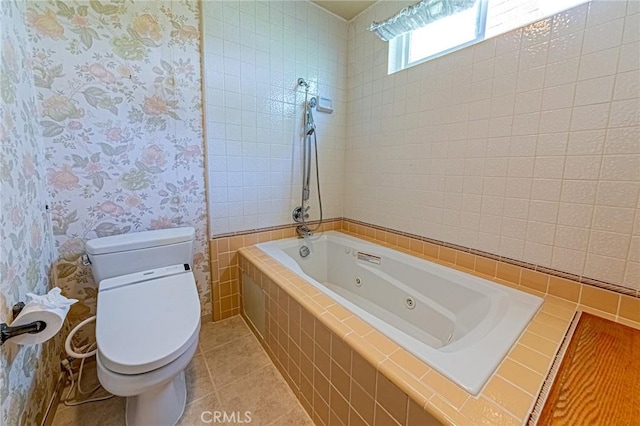 1736 Island Dr, Fullerton, CA 92833 - bathroom with toilet, tile patterned flooring, and wallpapered walls
