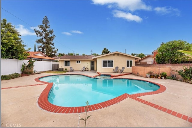 20869 Moonlake St, Walnut, CA 91789 - view of pool with a patio area, a fenced backyard, and a pool with connected hot tub