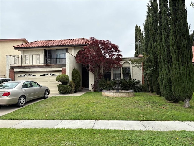 1100 N Baxter St, Anaheim, CA 92805 - view of front of home featuring stucco siding, a front lawn, a garage, and driveway