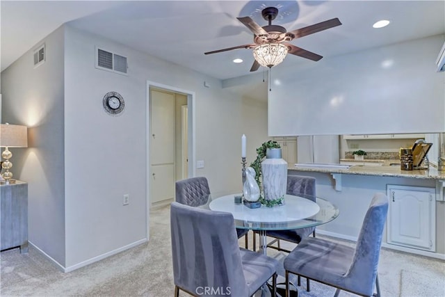 5341 Bahia Blanca W Unit C, Laguna Woods, CA 92637 - dining space featuring ceiling fan, recessed lighting, and light carpet