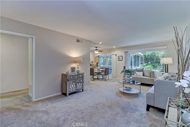 5341 Bahia Blanca W Unit C, Laguna Woods, CA 92637 - living area featuring plenty of natural light, carpet floors, ceiling fan, and recessed lighting