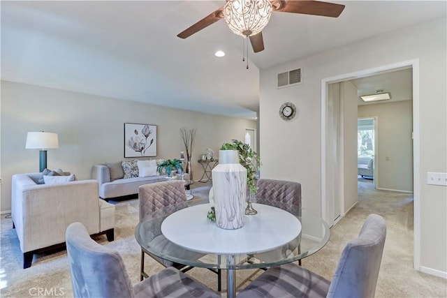 5341 Bahia Blanca W Unit C, Laguna Woods, CA 92637 - dining area with ceiling fan and light carpet