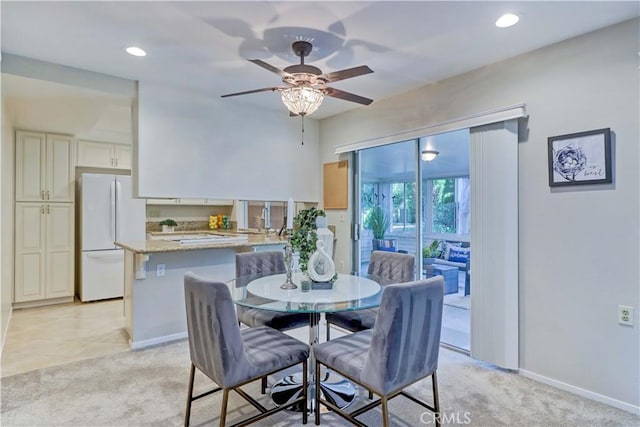 5341 Bahia Blanca W Unit C, Laguna Woods, CA 92637 - dining room with ceiling fan, recessed lighting, and light carpet
