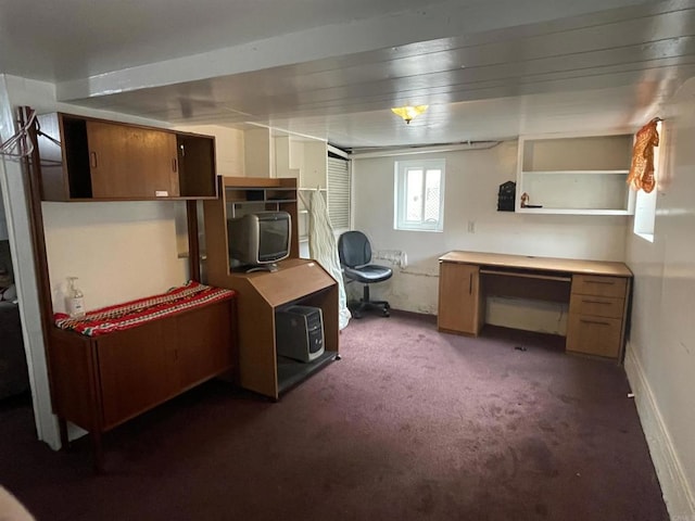 425 N Westlake Ave, Los Angeles, CA 90026 - kitchen featuring dark colored carpet, open shelves, and baseboards