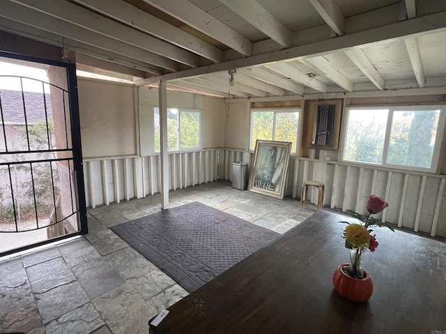 425 N Westlake Ave, Los Angeles, CA 90026 - unfurnished sunroom with beamed ceiling