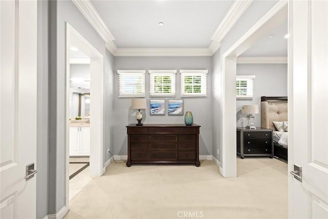 2600 S 2nd Ave, Arcadia, CA 91006 - hallway featuring carpet and ornamental molding