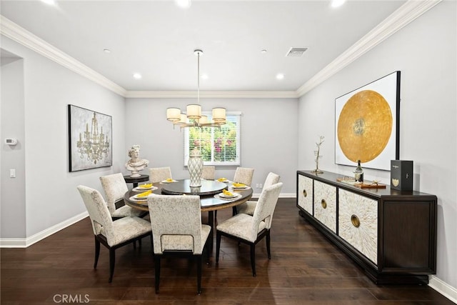 2600 S 2nd Ave, Arcadia, CA 91006 - dining area with a chandelier, wood finished floors, ornamental molding, and recessed lighting