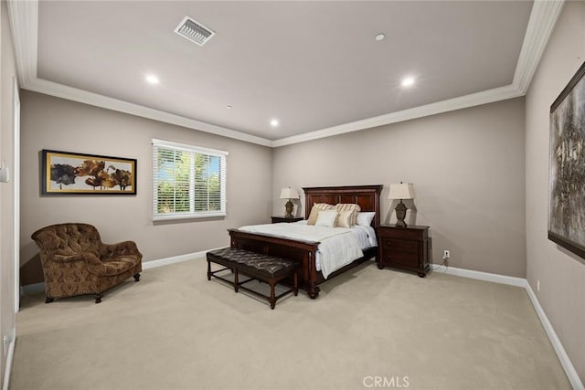 2600 S 2nd Ave, Arcadia, CA 91006 - bedroom featuring light colored carpet, crown molding, and recessed lighting