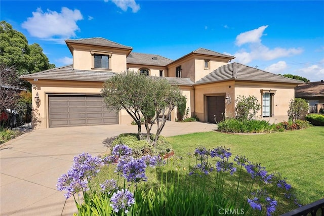 2600 S 2nd Ave, Arcadia, CA 91006 - view of front of property with driveway, stucco siding, a front lawn, and a tile roof