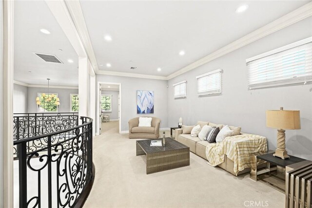 2600 S 2nd Ave, Arcadia, CA 91006 - carpeted living room featuring recessed lighting and crown molding