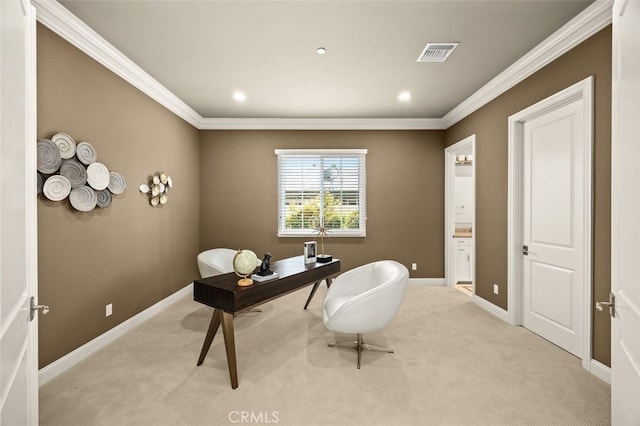 2600 S 2nd Ave, Arcadia, CA 91006 - office with light colored carpet, crown molding, and recessed lighting
