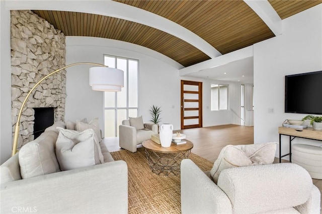 1385 Terrace Way, Laguna Beach, CA 92651 - living room with wooden ceiling and wood finished floors